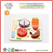 2015 New pretend play food cutting wooden toys puzzle for children